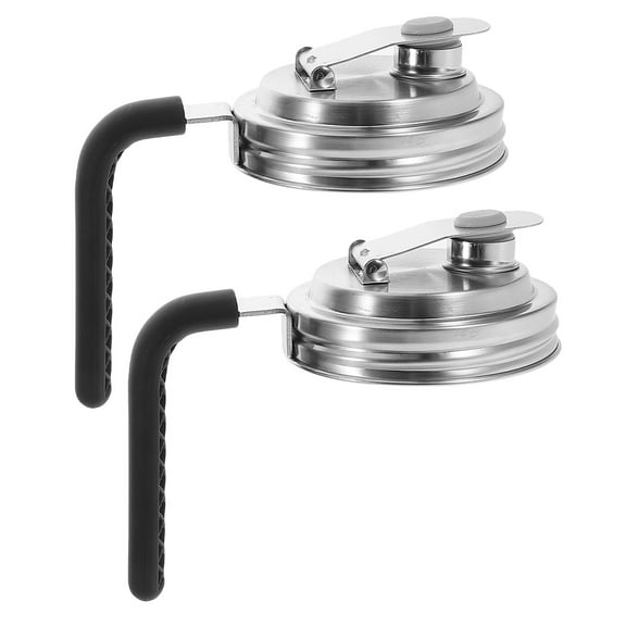 FRCOLOR  2 Pcs Reusable Mason Jar Lids Wide Mouth Pour Spout Latches Tote Hider Black