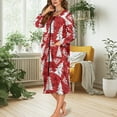 thumbnail image 3 of Xoenoiee Christmas Tree Snowflake Print Women Zipper Front Robes Xmas Long Sleeve Full Length Housecoat with Pockets Loungewear Nightgowns Plus Size, 4XL, 3 of 7