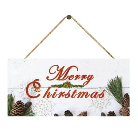 

Veki Door Sign For Front Porch Decor With Hanging Christmas Decoration 7.87*3.93 Inch Wooden Sign Hanging Merry Christmas Pendant Christmas Wood Decoration Large Stain Glass Window Hanging