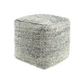 thumbnail image 2 of Ox Bay Shiela Square Ivory/Blue Distressed Indoor Pouf Ottoman, 18"H x 18"W, 2 of 7