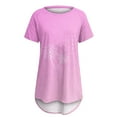 thumbnail image 4 of Wycnly Womens Tops Summer Short Sleeve Crewneck Dandelion Print Tee Shirts Comfy Breathable Mid-Length Fashion Gradient Pullover Tunic Blouses Pink xxl Clearance Under $5, 4 of 4