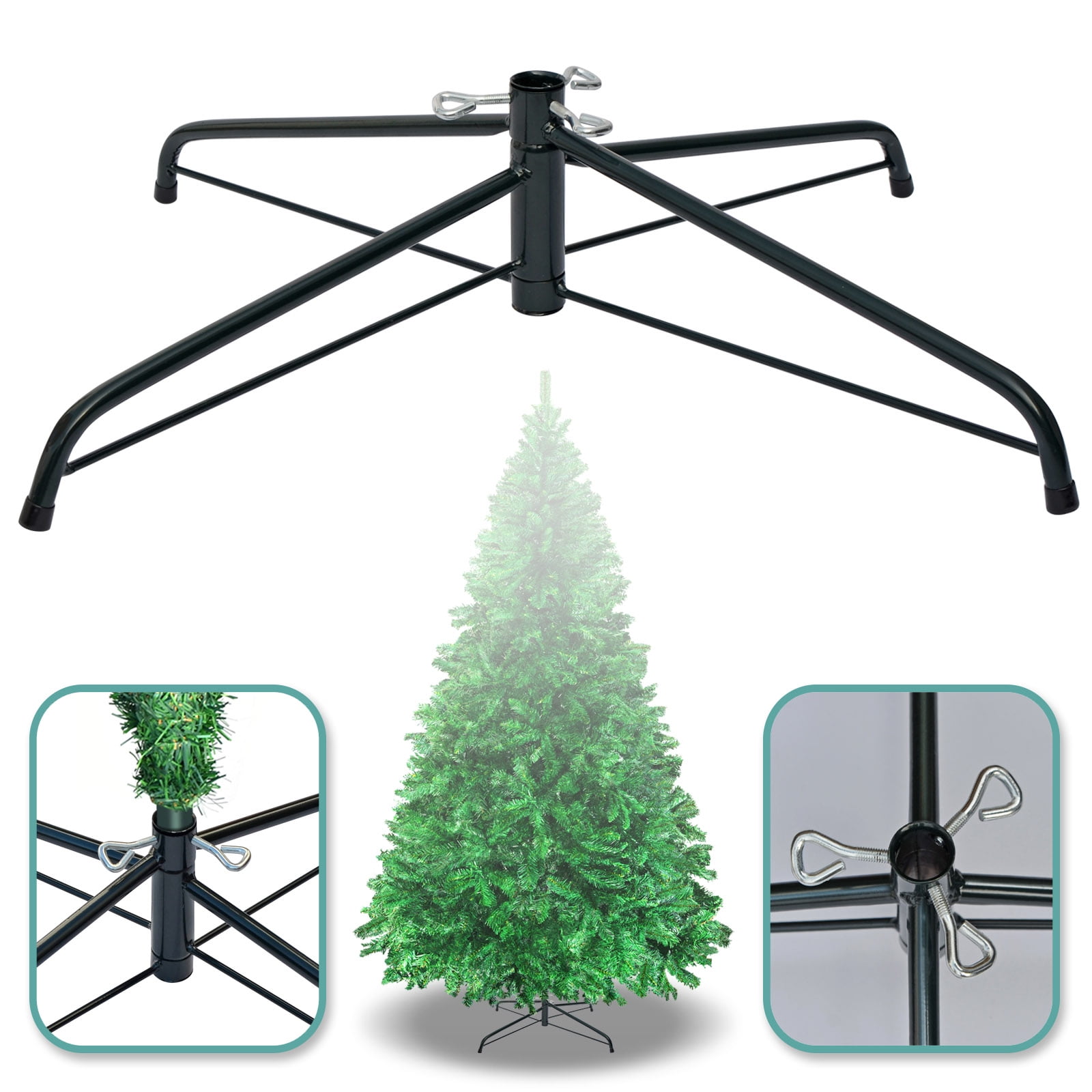 Sunrise Steel Base Metal Stand for 5/6/7/7.5ft Christmas Tree Xmas Decor (Green, for 7.5ft Tree)