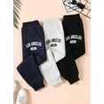 thumbnail image 7 of Fdqin Sweatpants for Girls 3 Pcs Letter Graphic Print pants Kids Athletic Joggers Pants with Pockets Blue White Black 11-12 Years, 7 of 7