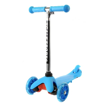 Adjustable Kids Push Kick Scooter with Light Up Wheels Blue