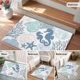 thumbnail image 6 of Blue Ocean Seahorse Washable Small Entryway Area Rugs 2'x3', Nautical Sea Watercolor Teal Shells Coral Starfish Low Pile Throw Rug Non-Slip Sturdy Edge Binding Carpet for Front Door Floor Room Entry, 6 of 9