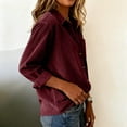 thumbnail image 6 of Womens Corduroy Shirts Office Work Tops Jackets Shackets with Pocket Casual Retro Shacket Dressy Casual Work Shacket Oversized Boyfriend Blouses Loose Jacket Tops Plus Size Shirt Wine M, 6 of 7