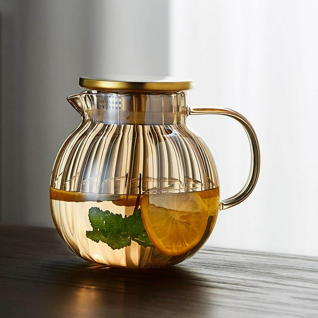 Maoww 1.3L Glass Teapot Heatproof Filter Creative Clear for Office Traveling Home A