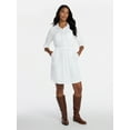 thumbnail image 2 of Time and Tru Women’s Soft Chambray Utility Shirt Dress, Sizes XS-XXXL, 2 of 5