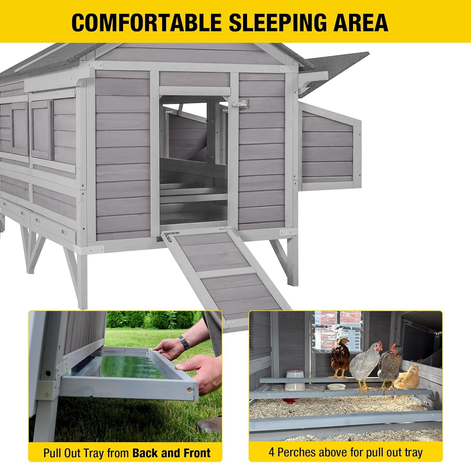 Aivituvin Chicken Coop Super Large Mobile Hen House with Wheels,Strong Iron Frame Outdoor Poultry Cage with Nesting Box,Duck Coop,Rabbit Cage Waterproof