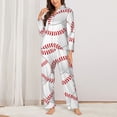thumbnail image 2 of Haiem Baseballs Pattern Women’s Long-sleeve Sleepwear,Sleepwear Set,2-piece Loungewear Set,Soft PJs Comfy Nightwear with Pockets-Medium, 2 of 7
