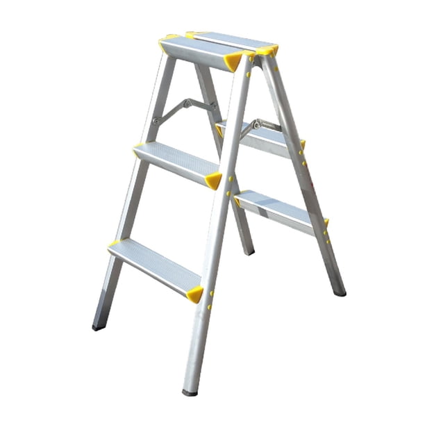 Escalera plegable de 3 escalones para cocina, antideslizante, de aleación de aluminio, con pedal ancho y doble cara, ideal para jardín, garaje y
