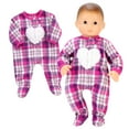 thumbnail image 3 of Sophia's Flannel Sleeper with Sherpa Heart Design for 15'' Dolls, Hot Pink, 3 of 5