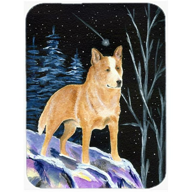 Carolines Treasures SS8407LCB Starry Night Australian Cattle Dog Glass Cutting Board- Large