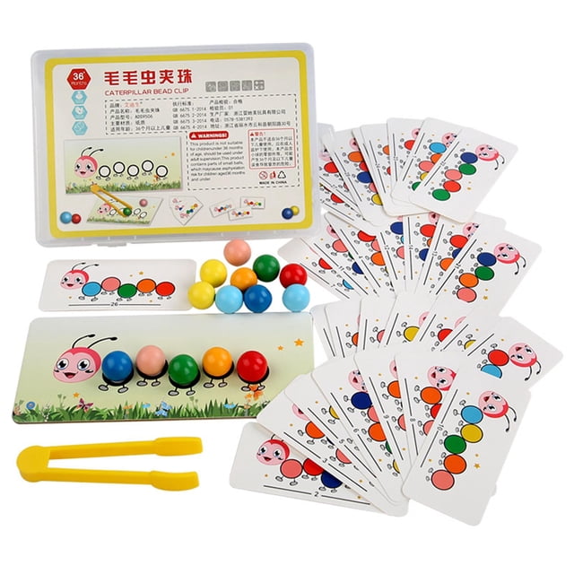 Montessori Clip Beads Toys Juguete interactivo Educationtoy Reconocer el color de madera para niños en edad preescolar Niños de jardín de infantes Hugo juguetes educativos