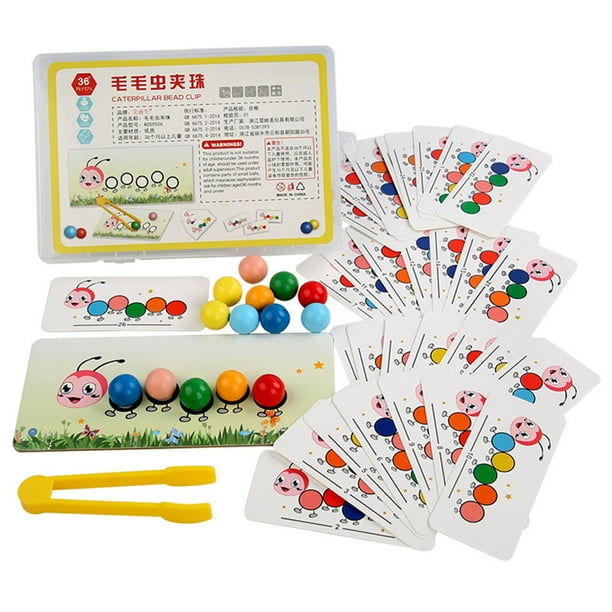 Montessori Clip Beads Toys Juguete interactivo Educationtoy Reconocer el color de madera para niños en edad preescolar Niños de jardín de infantes Hugo juguetes educativos