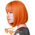 thumbnail image 1 of MIUSKATL Peluca y gafas de sol de 12.0 in con flequillo corto para mujer, disfraz de fiesta de cosplay (naranja), 1 of 1