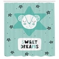 thumbnail image 3 of Sweet Dreams Shower Curtain, Lettering with Illustration in Scandinavian Style Mouse and Stars, Fabric Bathroom Set with Hooks, 69W X 84L Inches Extra Long, Seafoam Black and White, by Ambesonne, 3 of 3