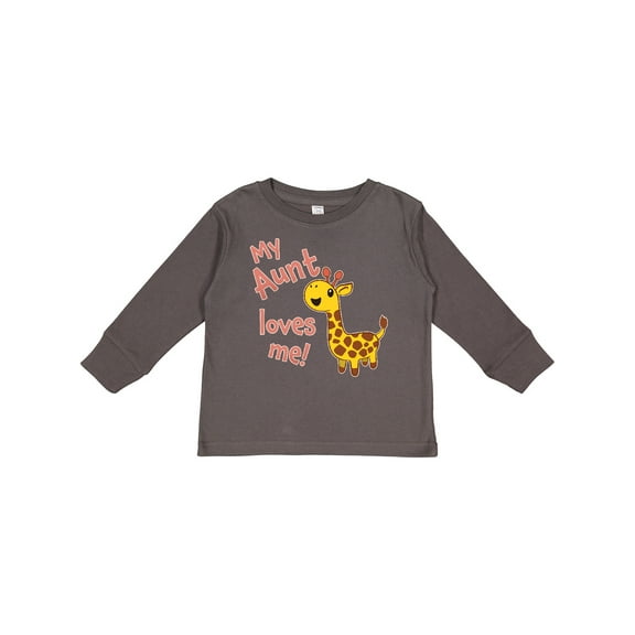 Inktastic My Aunt Loves me- cute giraffe Boys or Girls Long Sleeve Toddler T-Shirt