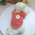 thumbnail image 3 of EIMELI Dog Sweaters for Small Dogs Girl Daisy Style Plush Round Neck Flowers Sweater Green M, 3 of 7