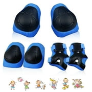 Kids Protective Gear Set Knee Pads for Kids 3-14 Years Toddler Knee and Elbow Pads with Wrist Guards 3 in 1 for Skating Cycling Bike Rollerblading Scooter-BLUE