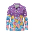 thumbnail image 2 of Uorisanigo Colorful Easter Eggs Womens Golf Shirt Versatile Long Sleeve Golf Polo Shirts with Zipper Athletic Tops for Tennis Hiking & Outdoor Sports Size XL, 2 of 7