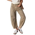 thumbnail image 1 of Women Fashion Loose Jeans Solid Color Mid-Rise Barrel Denim Pants Spring Summer Casual Trousers Streetwear, 1 of 6