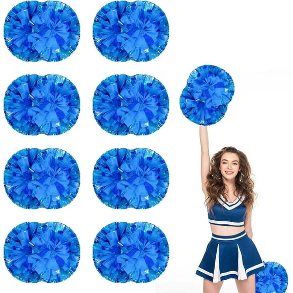 8 Pack Cheerleading pom poms,Handheld Cheer pom poms, Sports Cheer Plastic Pom Poms Cheerleading for Sports Team Spirit Cheering (Mixed Blue)
