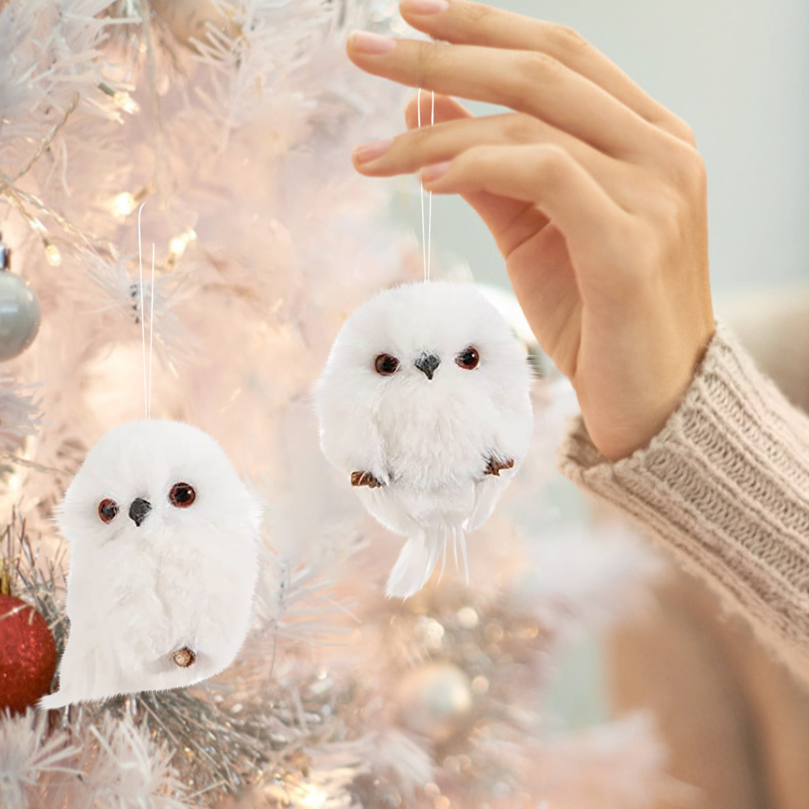Simulation Fur Plush Cute Owl Christmas Tree Hanging Ornament Party Decor