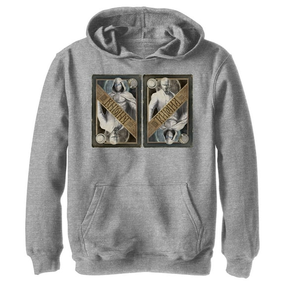 Boy's Marvel: Moon Knight Two Personalities Playing Cards  Pull Over Hoodie Athletic Heather Small