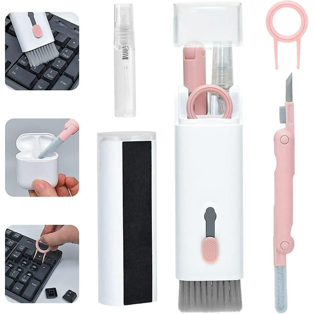 Kit de limpieza de teclado de pantalla de computadora portátil: Kit de limpieza electrónica 7 en 1, bolígrafo limpiador 3 en 1, herramienta de limpieza multifuncional para teléfono, ordenador, auricu
