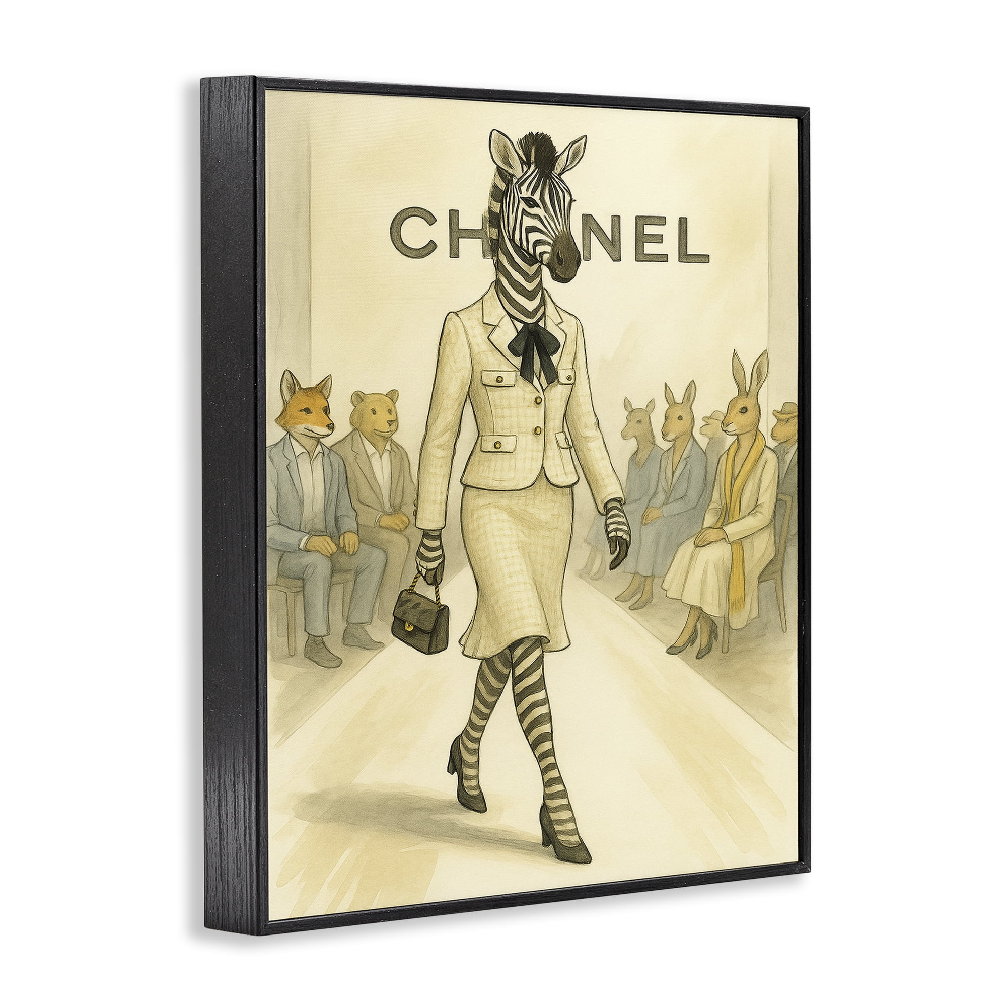 Stupell Industries Fashion Runway Zebra Black Framed Giclee Art, design by Grotto Studios