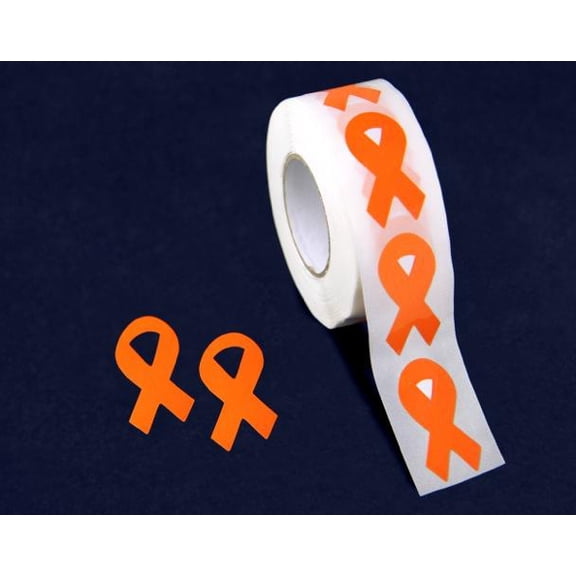 Small Orange Ribbon Stickers (250 per Roll)