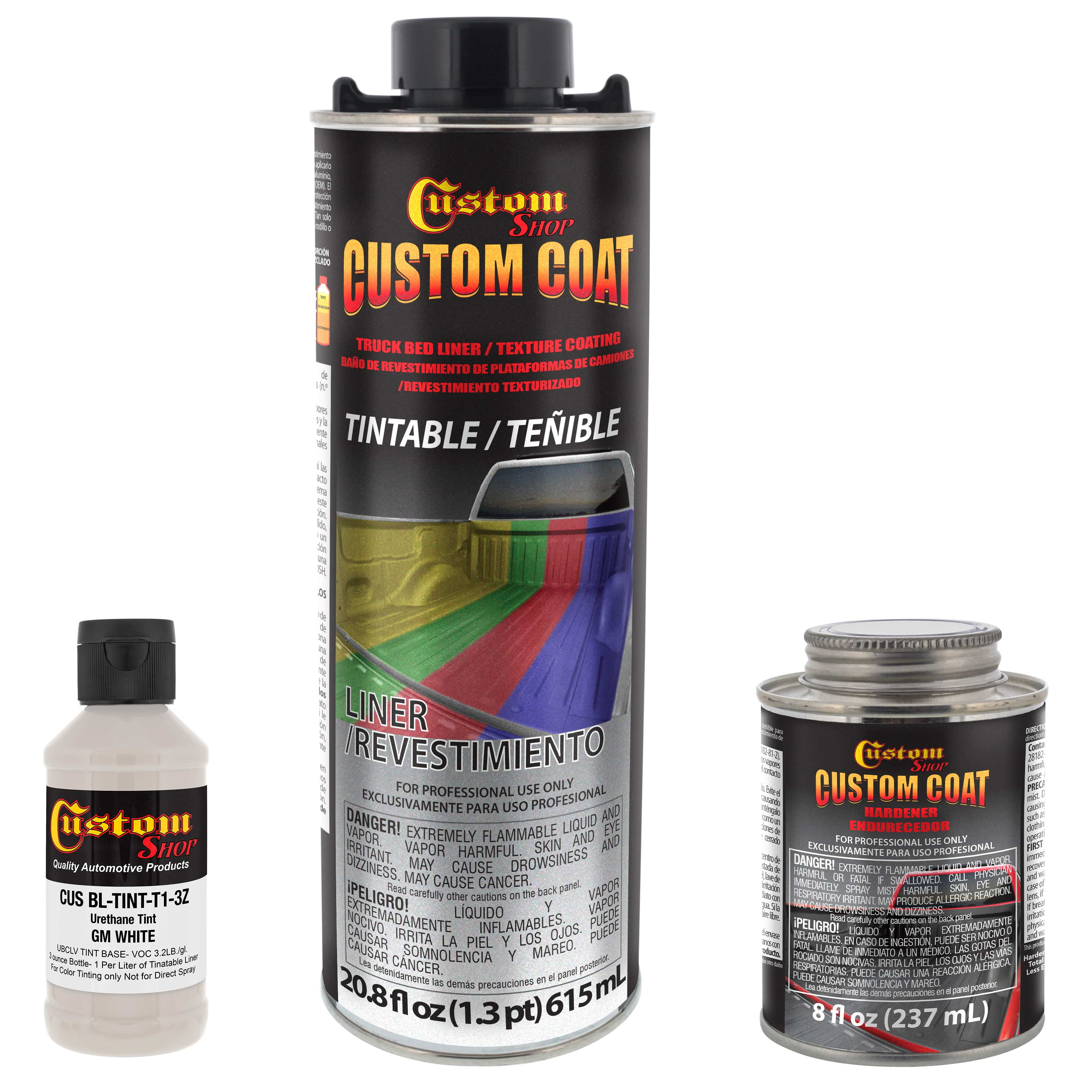 Custom Coat GM White 1 Quart Urethane SprayOn Truck Bed Liner Kit