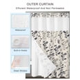 thumbnail image 4 of No Hook Shower Curtain with Snap-in Liner, Grey Black Botanical Waterproof Fabric Bathroom Curtains, Rustic Country Spring Floral Summer Leaf Bath Curtains & Mesh Top Window 60"x72", 4 of 9