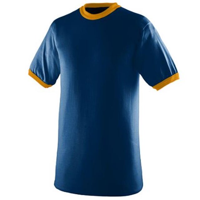 710A Ringer T-Shirt, Navy and Gold, Large