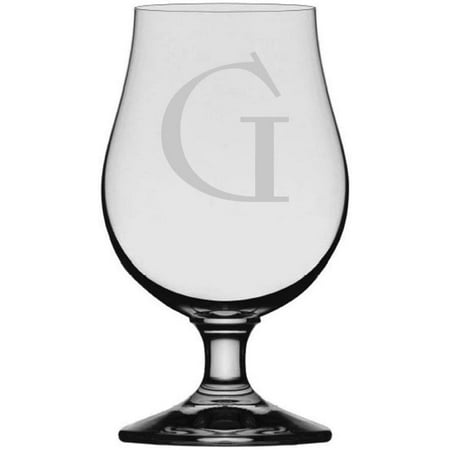 

Celtic Etched Monogram Glencairn Crystal Iona Beer Glass Letter G