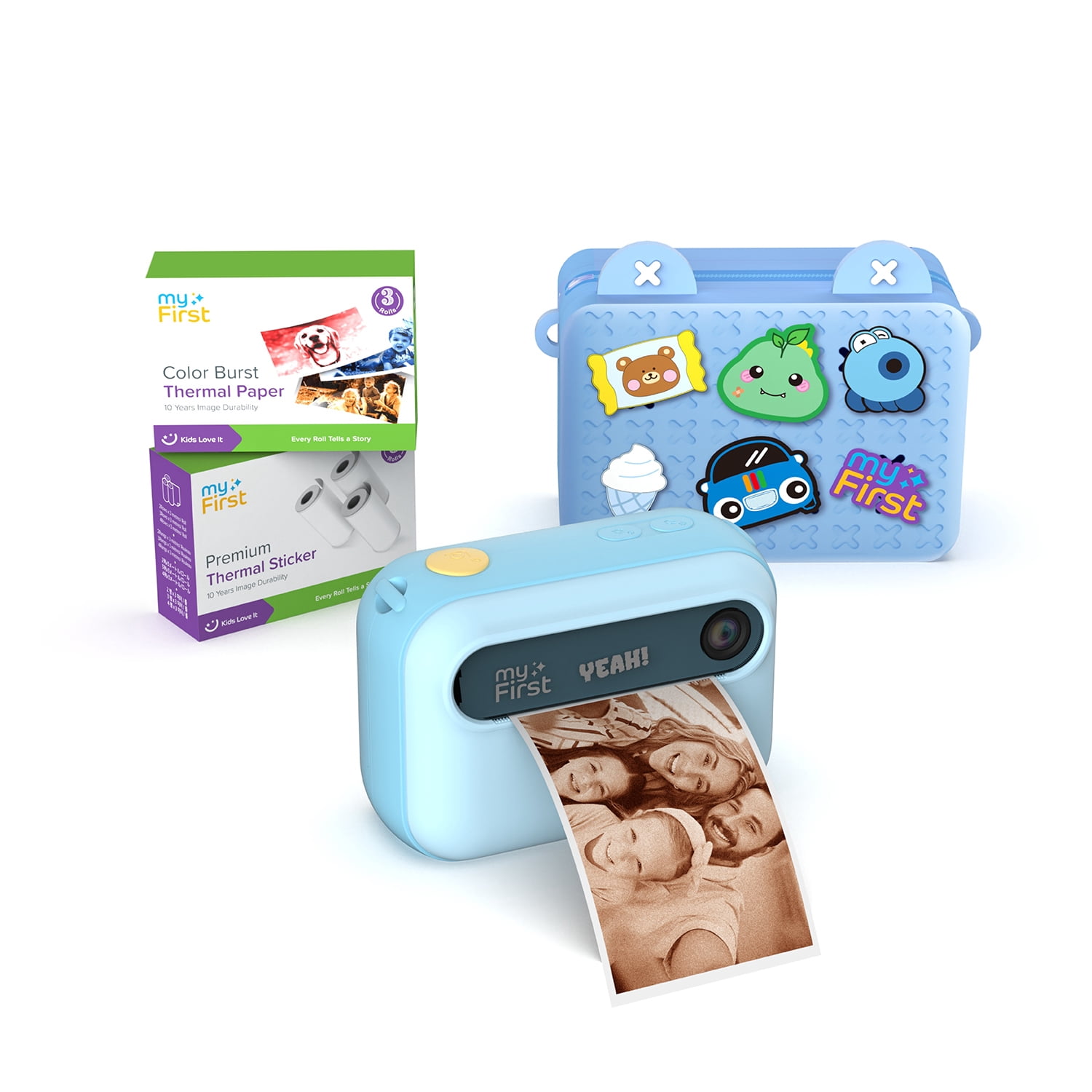 myFirst Dual Screen Kids Instant Print Camera Insta 20 Bundle Set, Blue - Includes 400+ Prints & Crossbody Bag