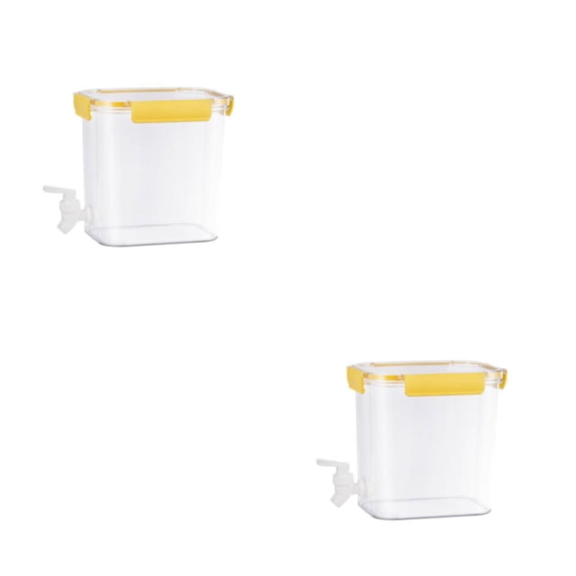 Naiovety Agua fría con grifo Bebida Nevera Jarra Cerradura Tapa Dispensador de bebidas Plástico Gran capacidad para fiesta Contenedor Amarillo Amarillo 3.5L 2Conjunto