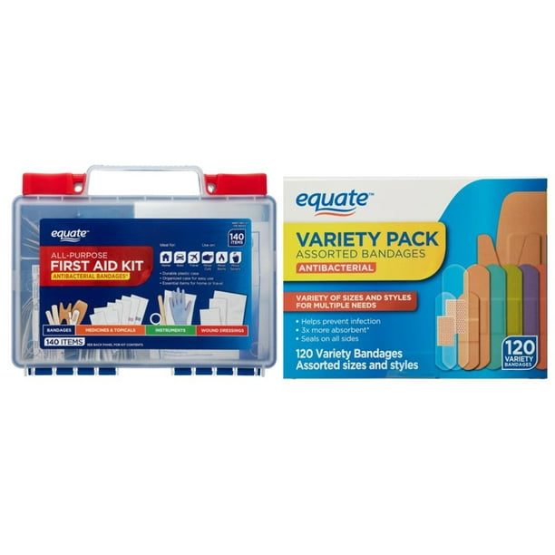 Equate All Purpose First Aid Kit & Equate Antibacterial Assorted