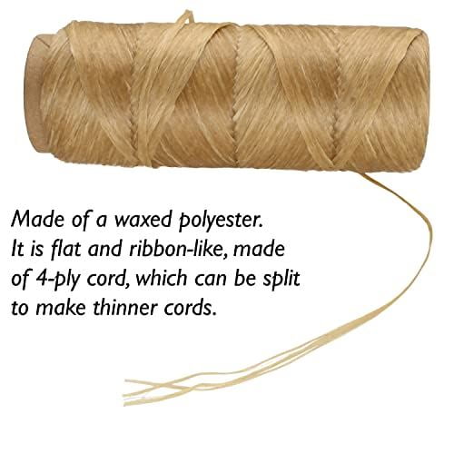 The Beadsmith Artificial Sinew Waxed Polyester Cord Natural Color, 4-Ply, 1-Ounce Spool, 34 yards/100 Feet Thread for Beading, Leather Work, Dream