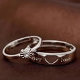 thumbnail image 7 of AYYUFE Unisex Hollow Heart Silver Plated Lovers Couple Open Band Ring Jewelry Silver Plated Alloy, Rhinestone Blue, 7 of 7