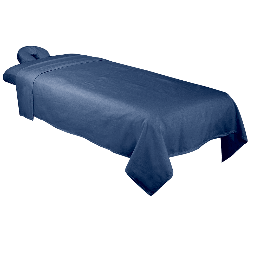 ForPro Premium Flannel Massage Sheet Set, Ocean Blue