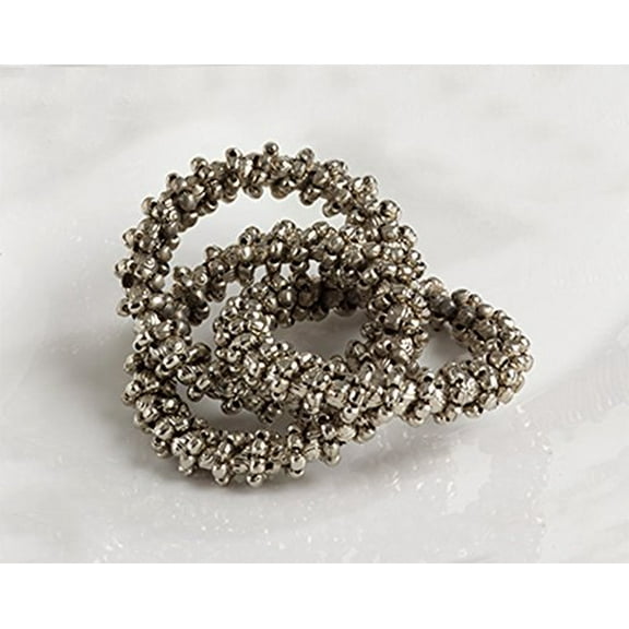 Fennco Styles Uniqiue Three-ring Design Silver Napkin Ring, Set of 4 (Beads)