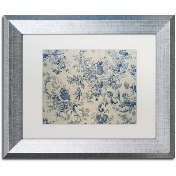 Trademark Fine Art "Toile Fabrics I" Canvas Art by Color Bakery White Matte, Silver Frame