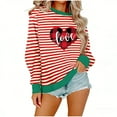 thumbnail image 2 of ICHUANYI Womens Striped Heart Print Oversized Sweatshirt Color Block Crew Neck Long Sleeve Casual Loose Pullover Top Sweatshirts, 2 of 6