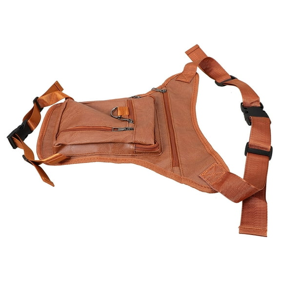 MERRYHAPY Men's Multi-Function Dark Brown PU Waist Pouch for Outdoor Storage