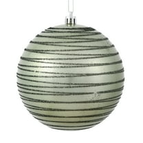 Vickerman 4.75" Wrought Iron Candy Finish Ball Ornament with Glitter Lines, 4 per Bag