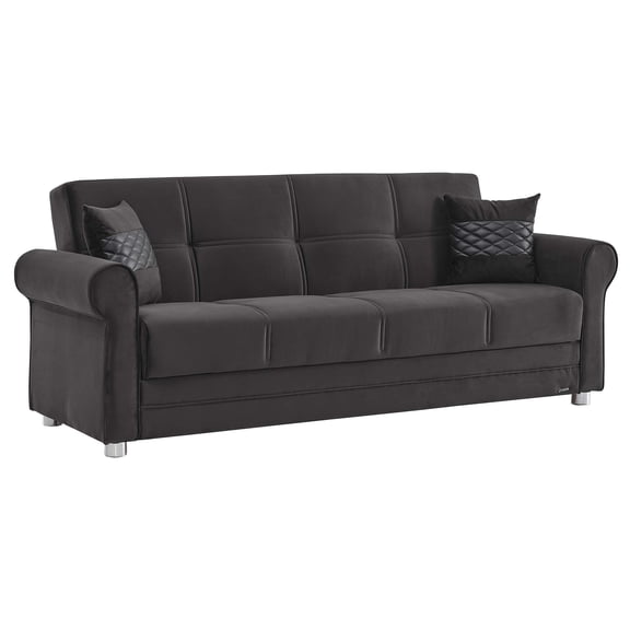 Ottomanson Andy Microfiber Convertible Sofa Bed with Storage, Black