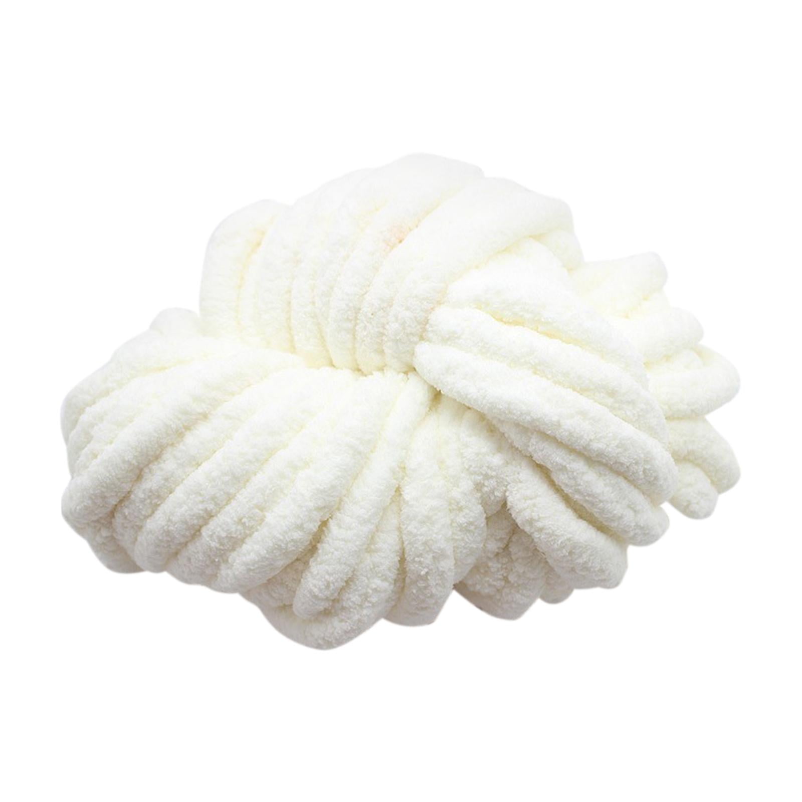Abbraccia Chunky Chenille Yarn for Crocheting, Bulky Thick Yarn for Knitting,Super Bulky Chunky Yarn for Hand Knitting Blanket Milky White