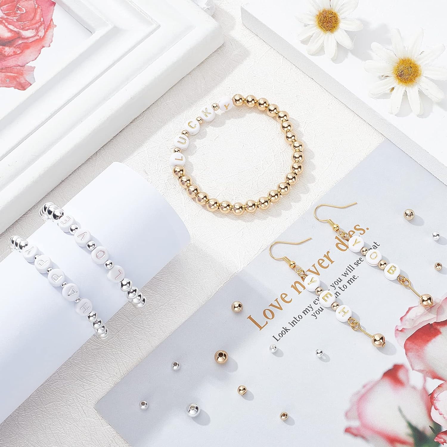 300pcs 2mm Gold Plated Ball Beads - Brass Round Beads For Jewelry Making And Stackable Bracelets